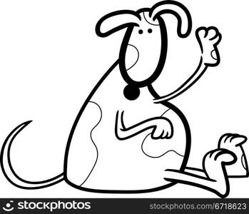 cartoon illustration of cute spotted dog or puppy for coloring book