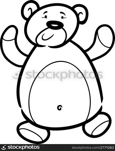 Cartoon Illustration of Cute Teddy Bear Toy for Coloring Book