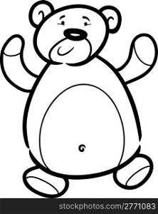 Cartoon Illustration of Cute Teddy Bear Toy for Coloring Book