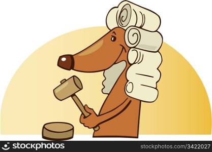 Cartoon illustration of dog judge