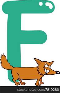 cartoon illustration of F letter for fox