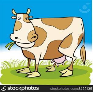 Cartoon illustration of farm cow
