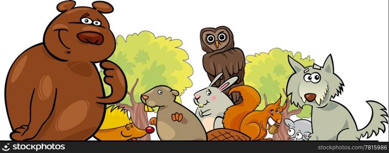 Cartoon illustration of Forest Animals header design