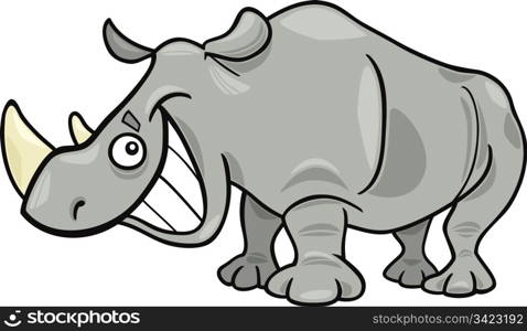 cartoon illustration of funny african rhinoceros