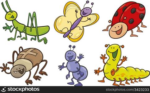 cartoon illustration of funny bugs collection