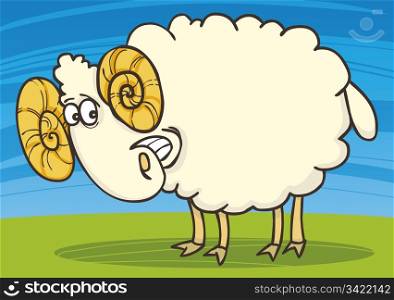 cartoon illustration of funny happy ram