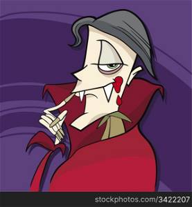 cartoon illustration of funny vampire