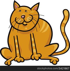 cartoon illustration of funny yellow sitting cat
