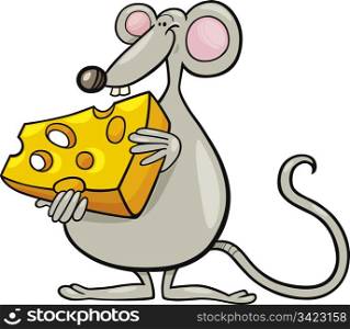 Cartoon illustration of mouse with cheese