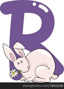 cartoon illustration of R letter for rabbit