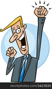 Cartoon illustration of successful businessman