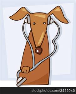 Cartoon illustration of Vet dog with stethoscope