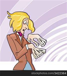 Cartoon illustration of virtuoso pianist