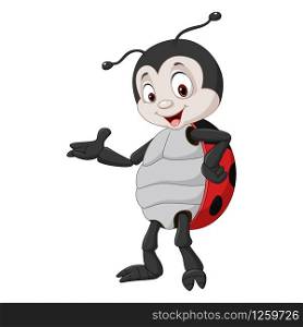 Cartoon ladybug presenting
