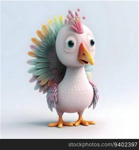 Cartoon pigeon with a crown on his head - 3D Illustration