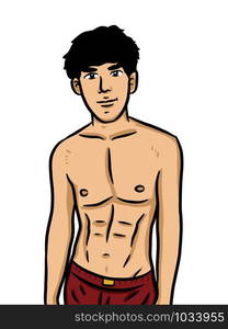 cartoon sexy man on white background