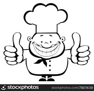 Cartoon smiling chef showing thumbs up. Separate layers. Smiling chef showing thumbs up