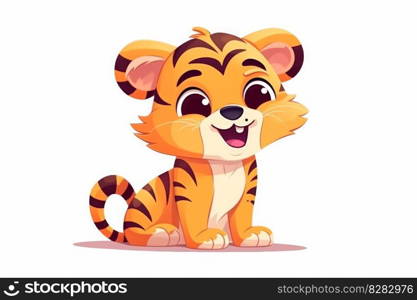 Cartoon tiger cute. Happy mammal. Generate Ai. Cartoon tiger cute. Generate Ai