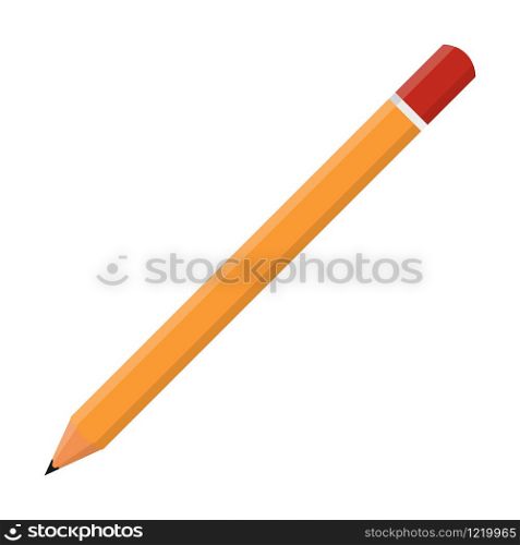 Cartoon yellow pencil sharpened isolated on white background. Vector illustration for any design.