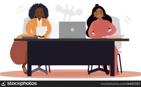 Cartoony Flat Plus Size Women of Colour Working Together