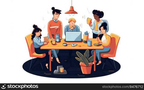 cartoony illustration of team members creating a diverse work environment