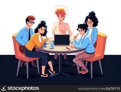 cartoony illustration of team members creating a diverse work environment