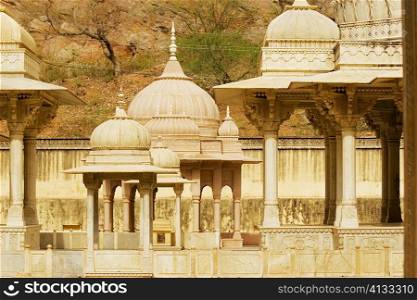 Carved domes of a palace, Royal Gaitor, Jaipur, Rajasthan, India