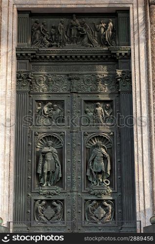 Carved door of the Saint Isaac&acute;s Cathedral, St. Isaac&acute;s Square, St. Petersburg, Russia