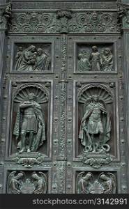 Carved door of the Saint Isaac&acute;s Cathedral, St. Isaac&acute;s Square, St. Petersburg, Russia