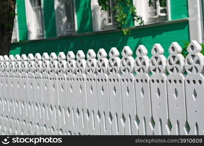 carved palisade. Vologda city, Russia