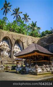 Carved rocks in Gunung Kawi funerary temple, Tampaksiring, Ubud, Bali, Indonesia. Carved rocks in Gunung Kawi temple, Ubud, Bali, Indonesia