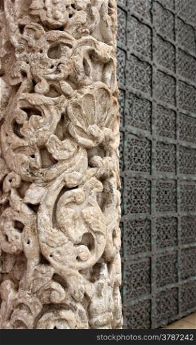 carved stone column