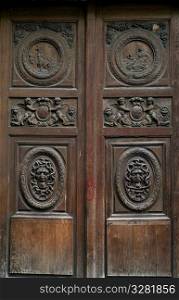 Carved Wooden Door in Paris France
