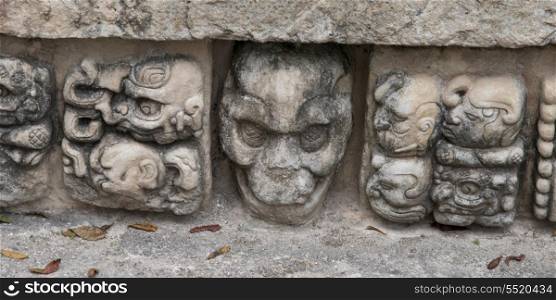 Carving details at an archaeological site, Copan, Copan Ruinas, Copan Department, Honduras