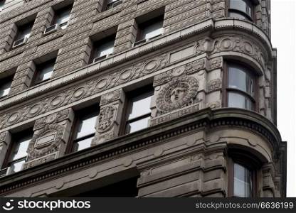 Carving details on the Flatiron Building, Fifth Avenue, Manhattan, New York City, New York State, USA