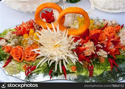 Carving is the art of cutting vegetables and fruits