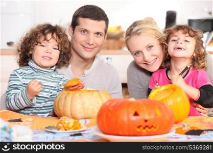 Carving the Halloween pumpkin