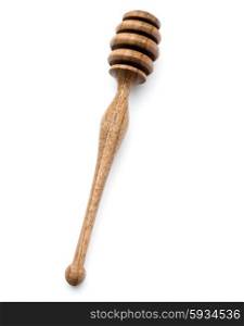Carving wooden honey dipper spoon isolated on white background cutout