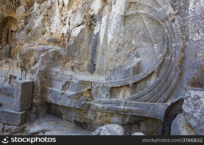 Carvings on a rock, Rhodes, Dodecanese Islands, Greece