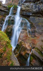 Cascada de la Cueva waterfall in Ordesa valley Pyrenees Huesca Spain Arazas river