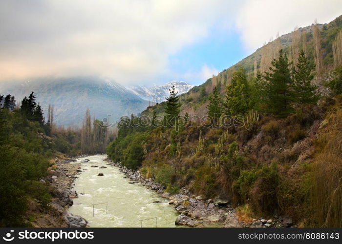 Cascada de las Animas in Cajon del Maipo near Santiago, Chile