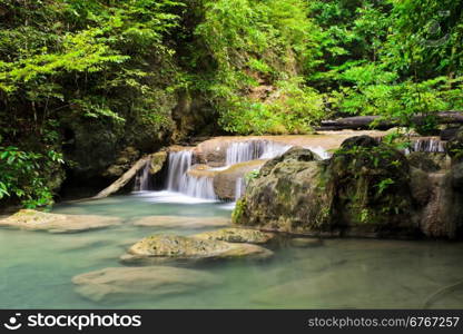 Cascade falls in tropical rain forest