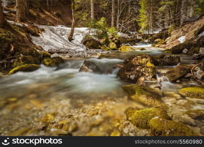 Cascade of Sibli-Wasserfall. Rottach-Egern, Bavaria, Germany