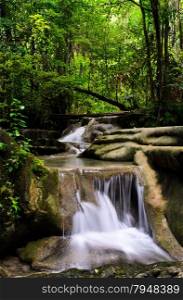 Cascade waterfall in tropical rain forest, Thailand