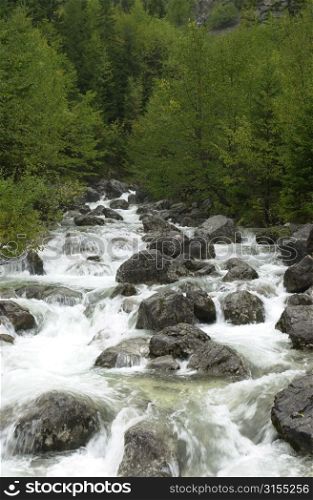 Cascading waterfall in Slovenia