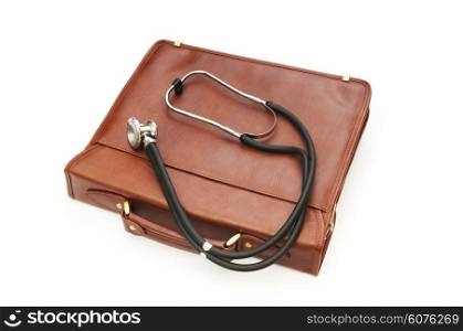 Case and stethoscope isolated on the white