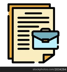Case document icon. Outline case document vector icon color flat isolated. Case document icon color outline vector