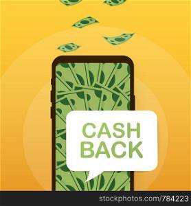 Cash back concept. Money icons for cash back, commerce or transfer payments online service. Vector stock illustration.