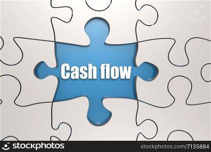 Cash flow word on jigsaw puzzle, 3D rendering