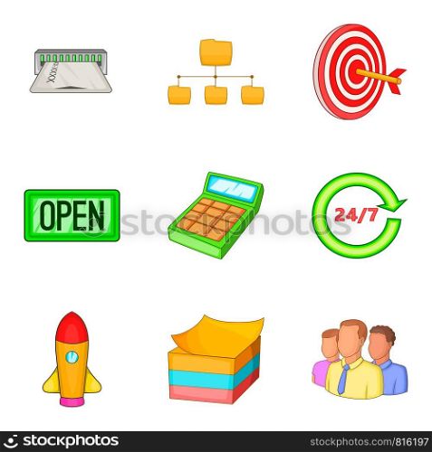 Cash icons set. Cartoon set of 9 cash vector icons for web isolated on white background. Cash icons set, cartoon style